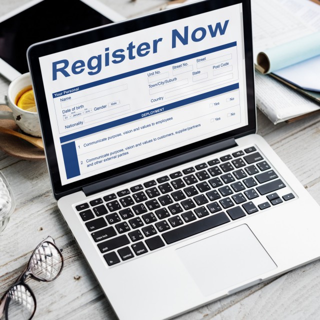 register now document filling form concept